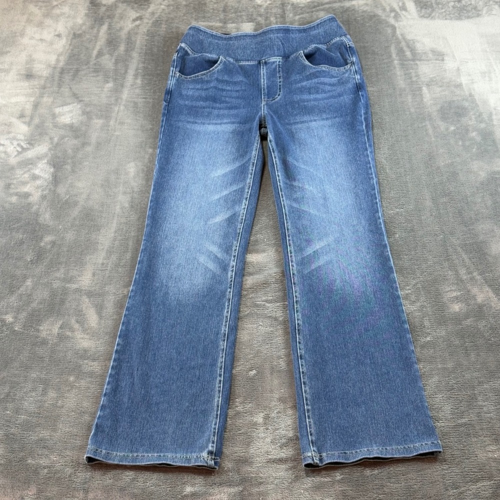 Halara Easy Flex High Waisted Pull On Flare Jeans Medium Wash Size Small Regular